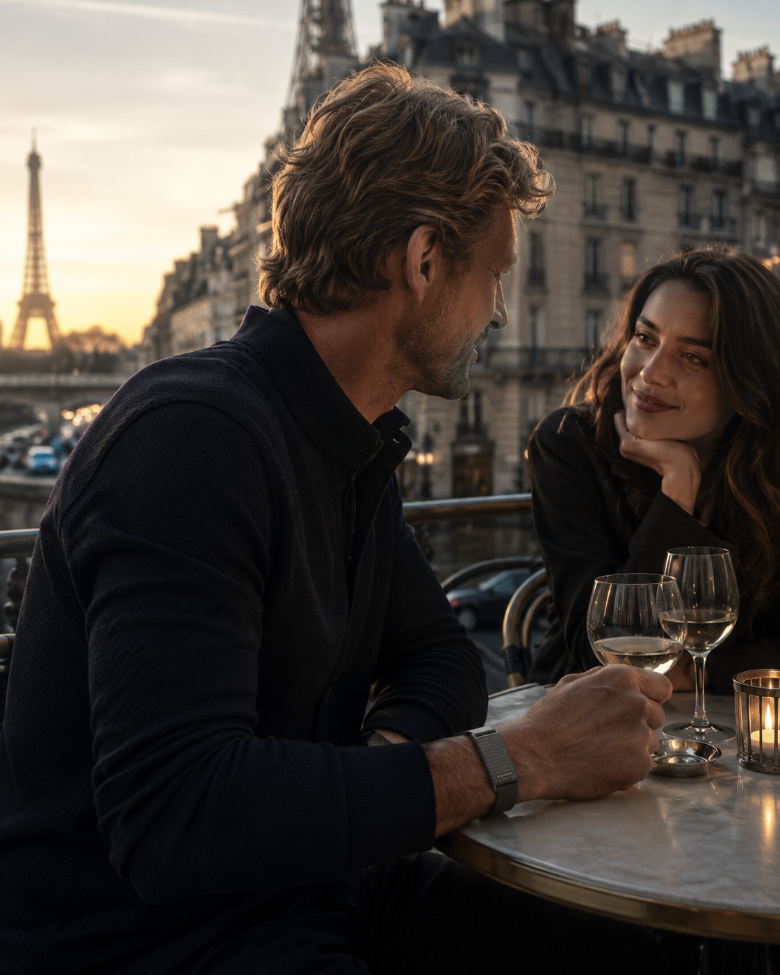 Panther Eclipse worn at a Parisian cafe, staying present in the moment