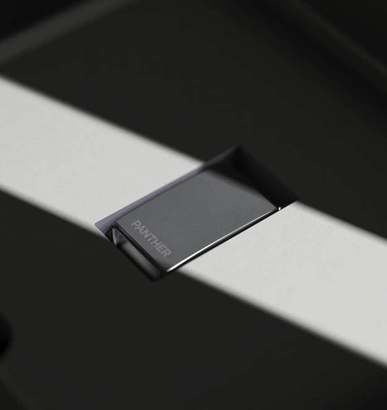 Panther Eclipse with brushed face and light taupe fabric band, no screen, just polished steel
